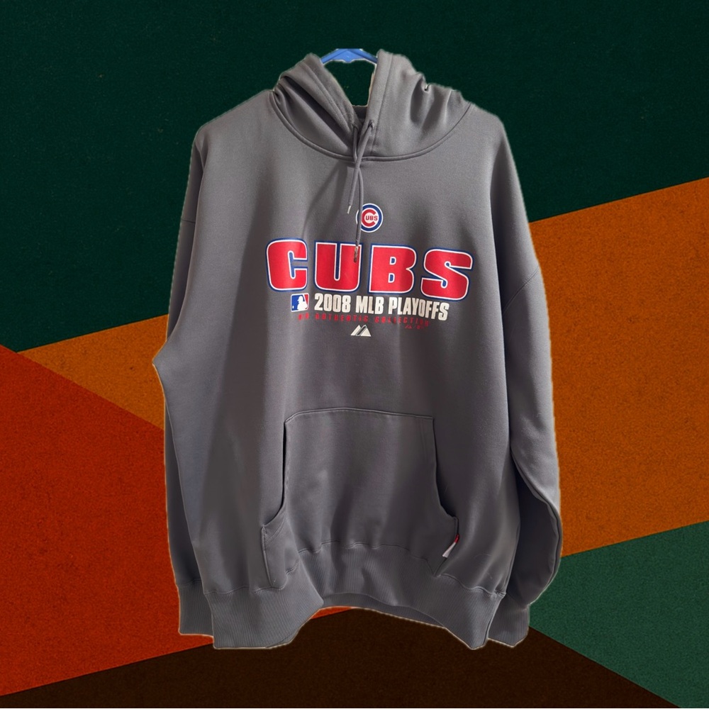 Majestic Gray Cubs 2008 MLB Playoffs Hoodie